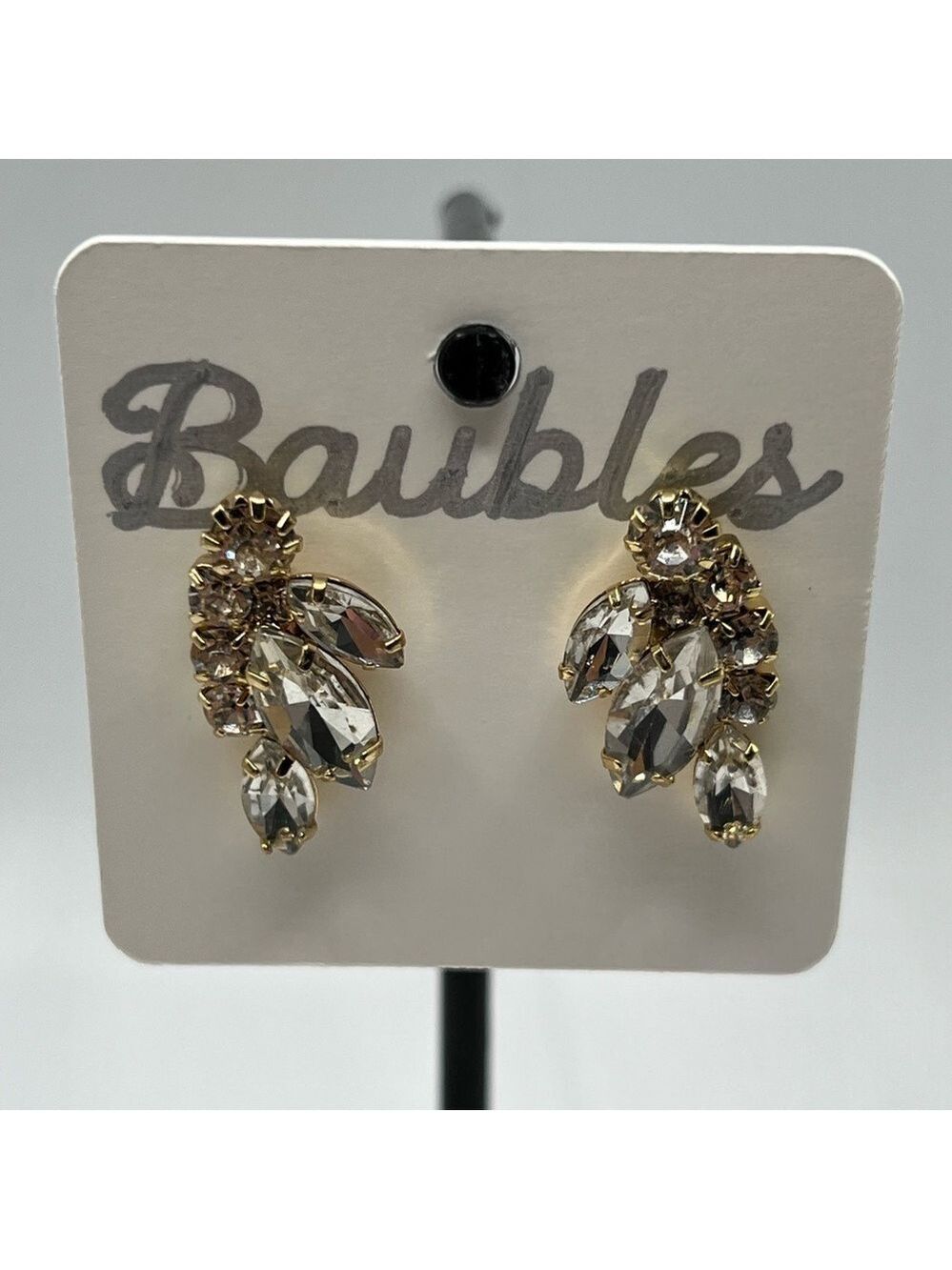 Gold and Silver Cluster Earrings with Gemstone Design